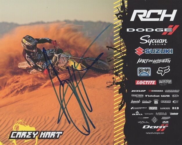 *CAREY HART*SIGNED*AUTOGRAPHED*Photo Poster painting*CARD*RCH*SUZUKI*X GAMES*COA*