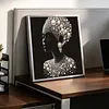 Pearl Headwrap Black Lady Special Shaped 5D DIY Partial Drill Diamond Art Kit 30x30cm Diamonds Dots Gem Art Kits for Adults Home Decor