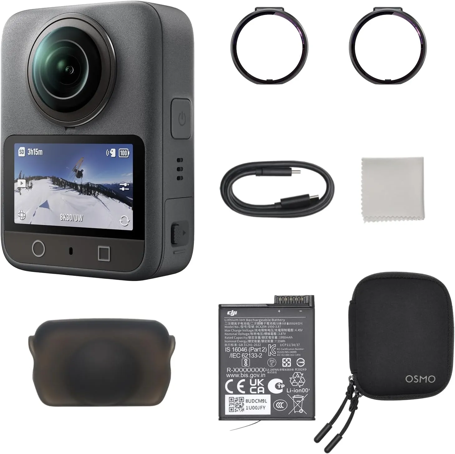 DJI Osmo 360 Camera Removable PC Lens Guard Combo, Waterproof 360&deg; Action Camera with 1-Inch Sensor, Native 8K 360&deg; Video, 4K/120fps & 170&deg; Boost Video, 120MP 360&deg; Photo, 105GB Built-in Storage