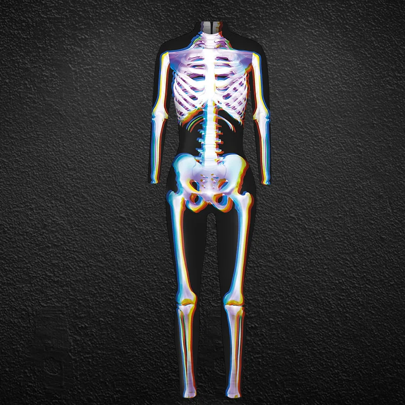 Woherb Woherb 2023 Halloween Women's Body Bone Print Party Cosplay Tight Jumpsuit Woman-Outfit Ideas