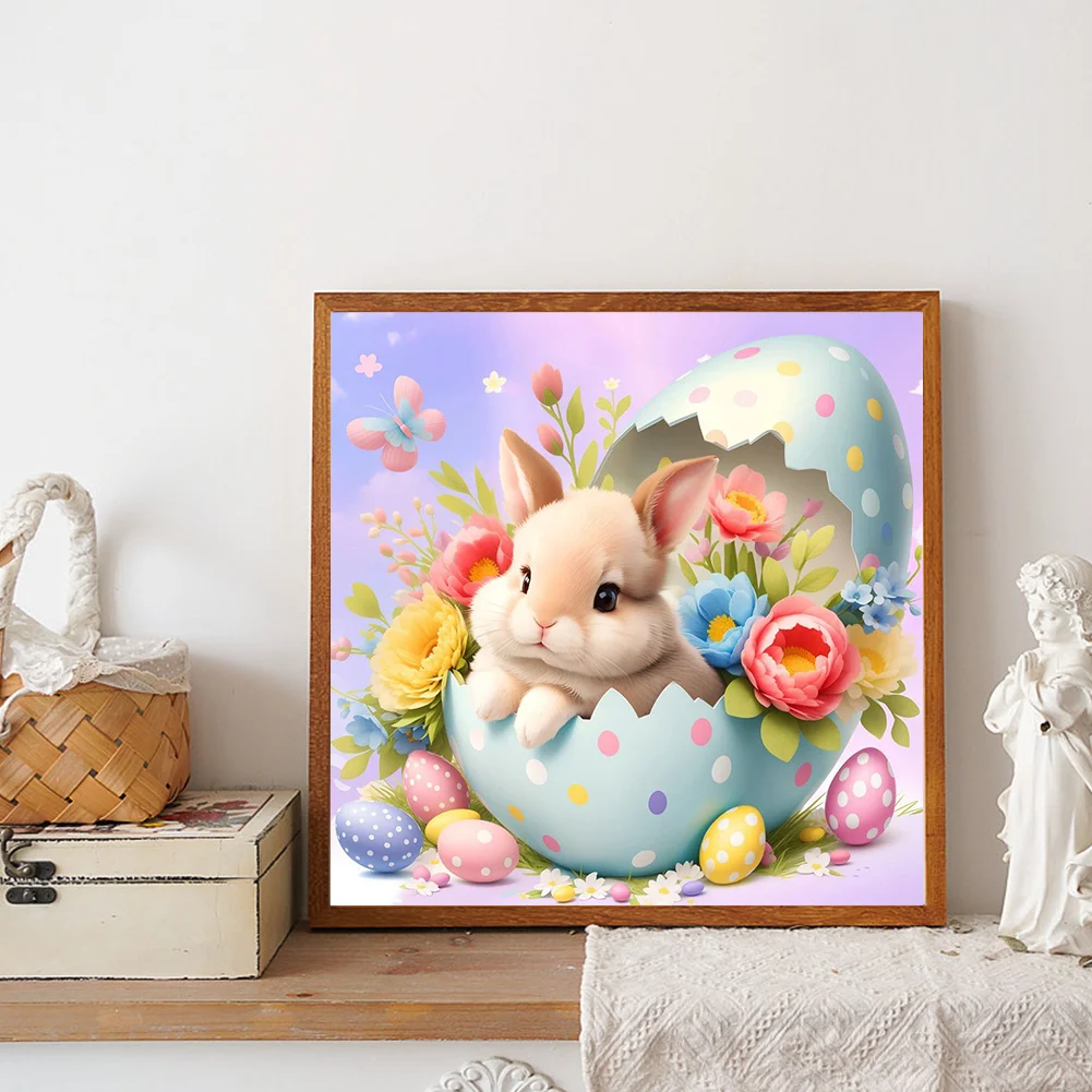 Full Round Diamond Painting 30*30cm - Rabbit In Easter Egg