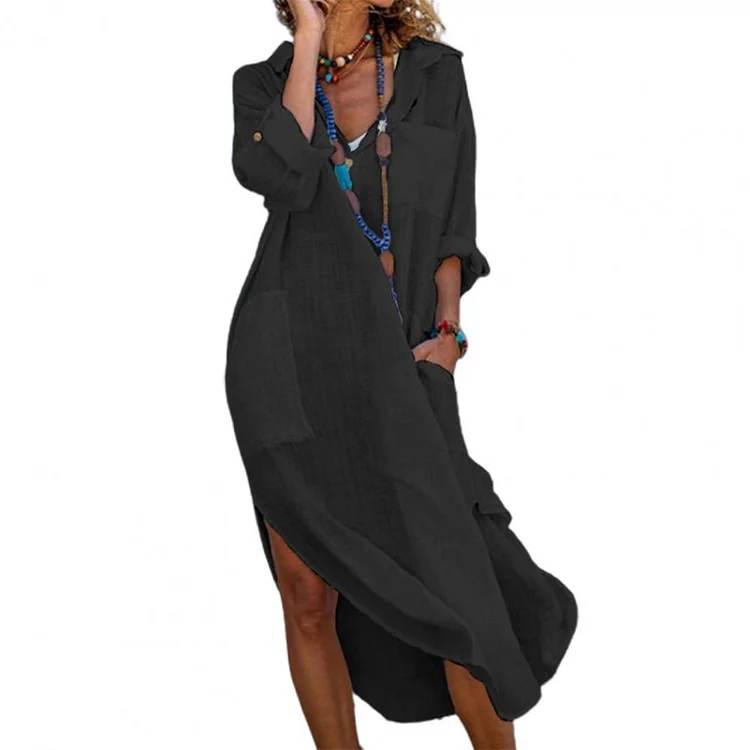 Women's Fashion Casual Retro Loose Midi Dress
