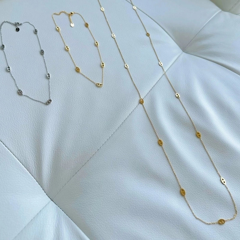 Casual Minimalist Letter 304 Stainless Steel Hollow Out Sweater Chain Long Necklace