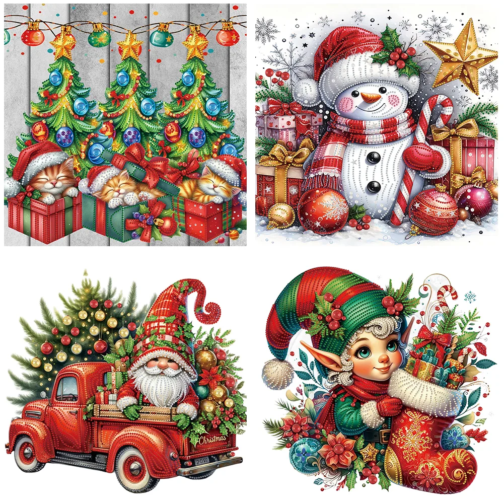 4pcs Diamond Painting - Partial Special Shaped Drill - Christmas(Canvas|40*40cm)