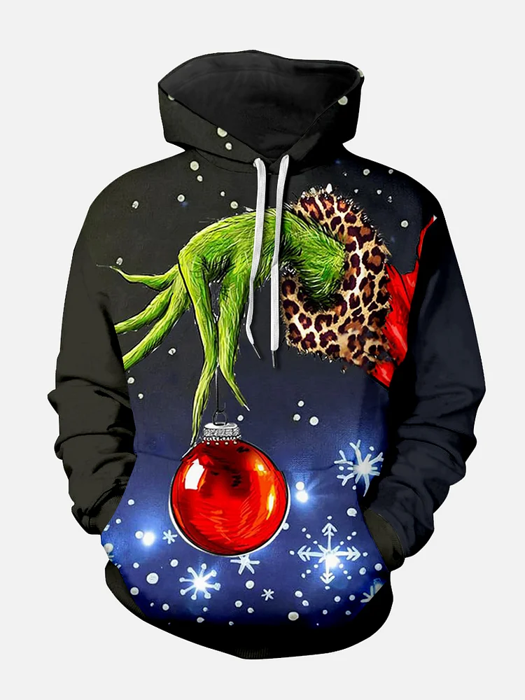 Men's Revisited Classic Christmas Character Print Hoodie PLUSCLOTHESMAN