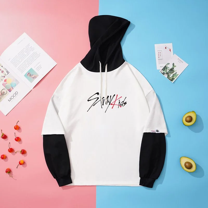 Stray Kids Print Fake Two Hoodie