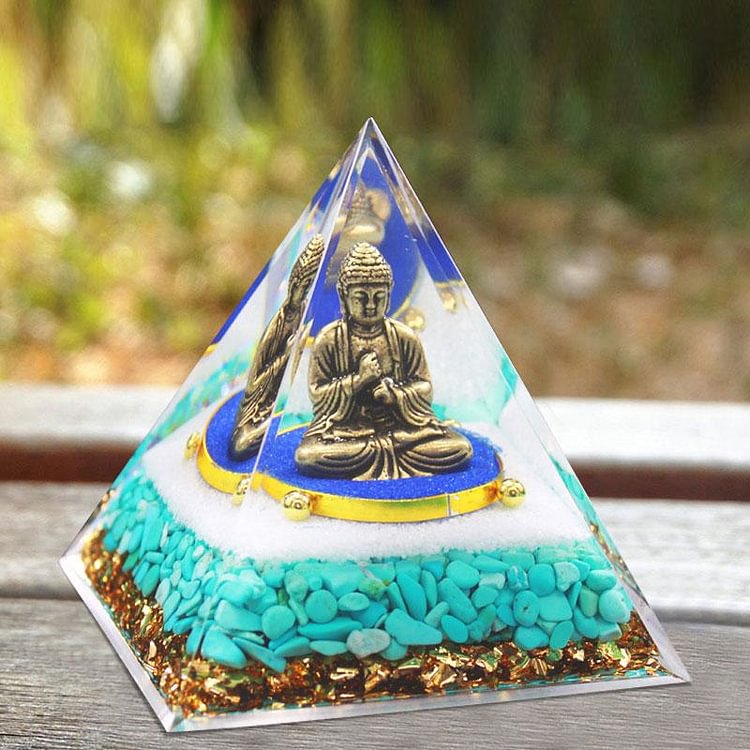 Turquoise Buddha Symbol Orgone Pyramid