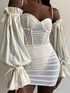 See-Through Bodycon Off-The-Shoulder Mini Dress