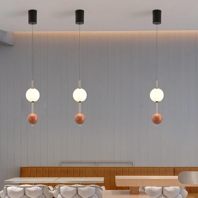 Modern Minimalist Iron Adjustable Wire Colorful Round Ball LED Pendant Light For Bedroom