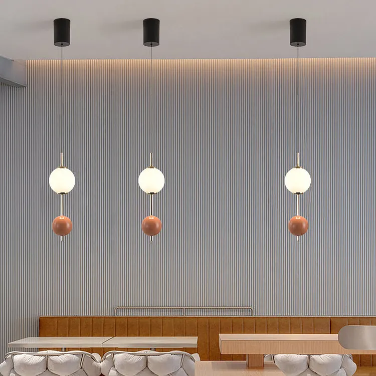 Modern Minimalist Iron Adjustable Wire Colorful Round Ball LED Pendant Light For Bedroom