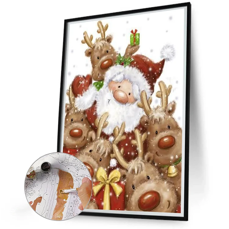 Christmas Santa Claus Elk Paint Number Paintings Oil Paint Crafts