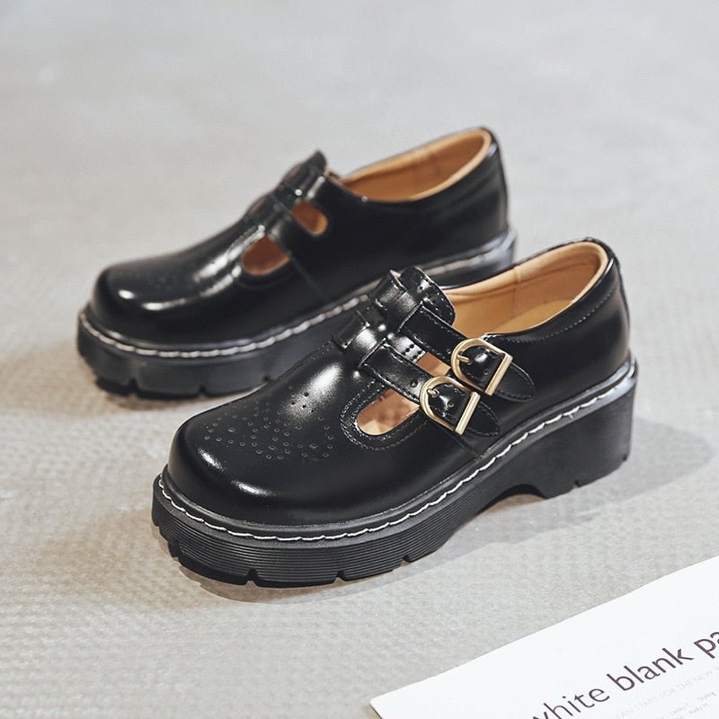 Back to College Japanese Literary Retro Lolita Women Pumps Mary Janes Shoes Round Toe Student Girl Platform T-Strap Buckle Bullock Shoes