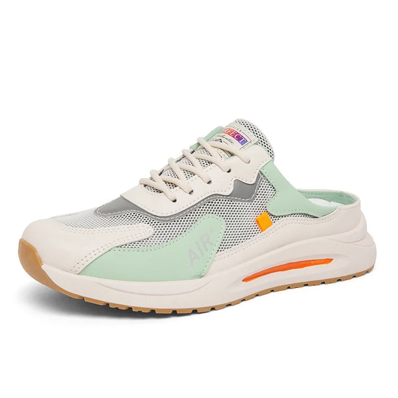 Men shoes 2022 summer new mesh breathable lazy fashion Casual shoes half slippers sandals Baotou heel free beach shoes Men Tenis