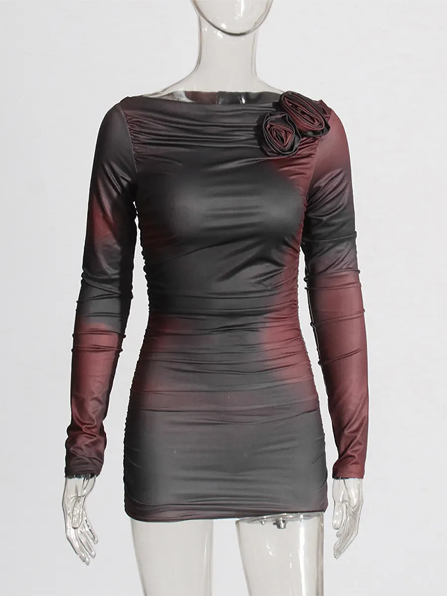 Brownm Yujie Style Dress Spring 2025 New Sexy Hottie Fashion Shoulder Brae Folding Short Dress Girl