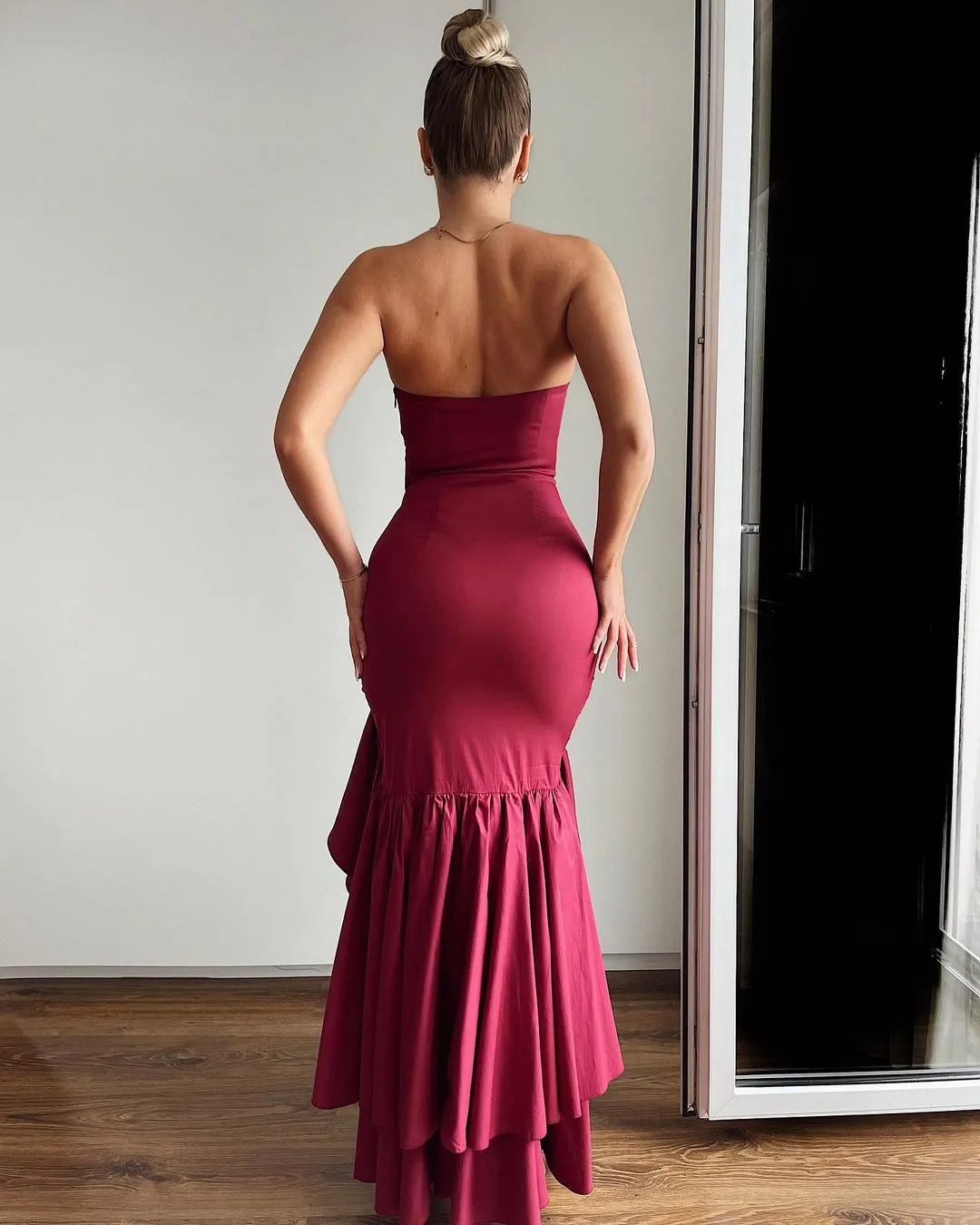 AABEI DRESS Formal Wear Dresses Sheath Strapless Split Joint Ruched Elegant Hot Sale Prom Dress