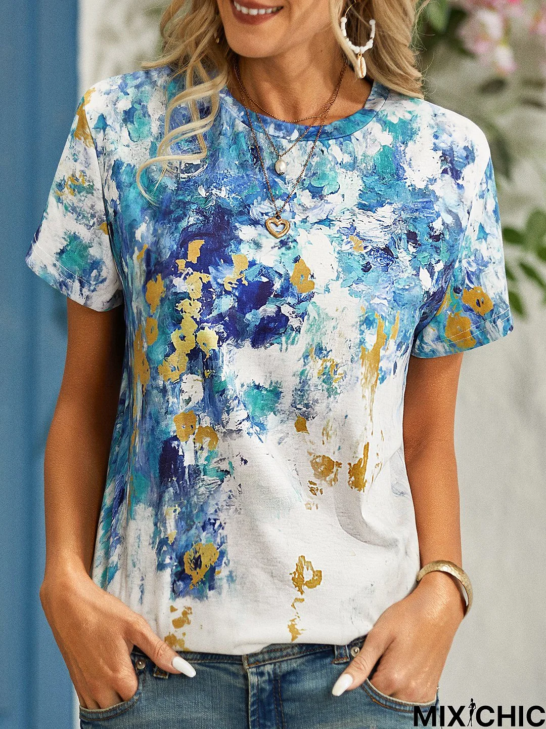 Casual Loose Abstract Printed T-Shirt