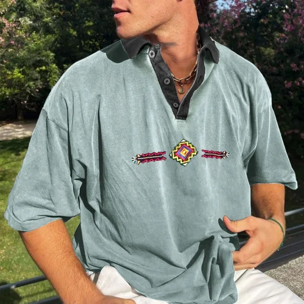 BrosWear Men'S Vintage Holiday Surf Short Sleeve Polo Shirt