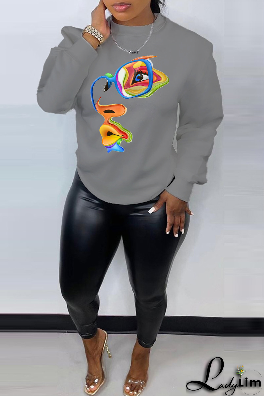 White Street Daily Print Patchwork O Neck Tops