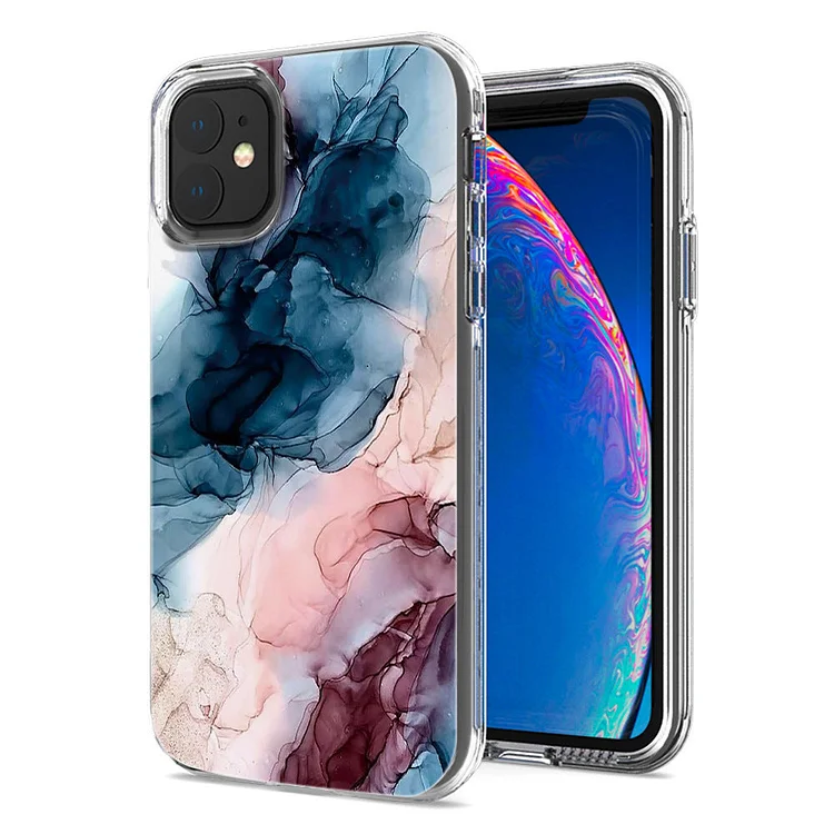 2023 Luxury Electroplated Marble Painted Transparent Protective Case For iPhone