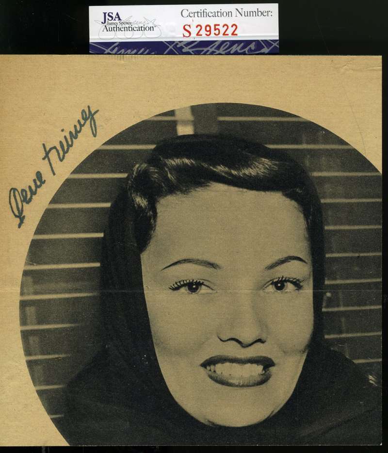 Gene Tierney Jsa Coa Hand Signed 40`s 5x5 Photo Poster painting Authentic Autograph