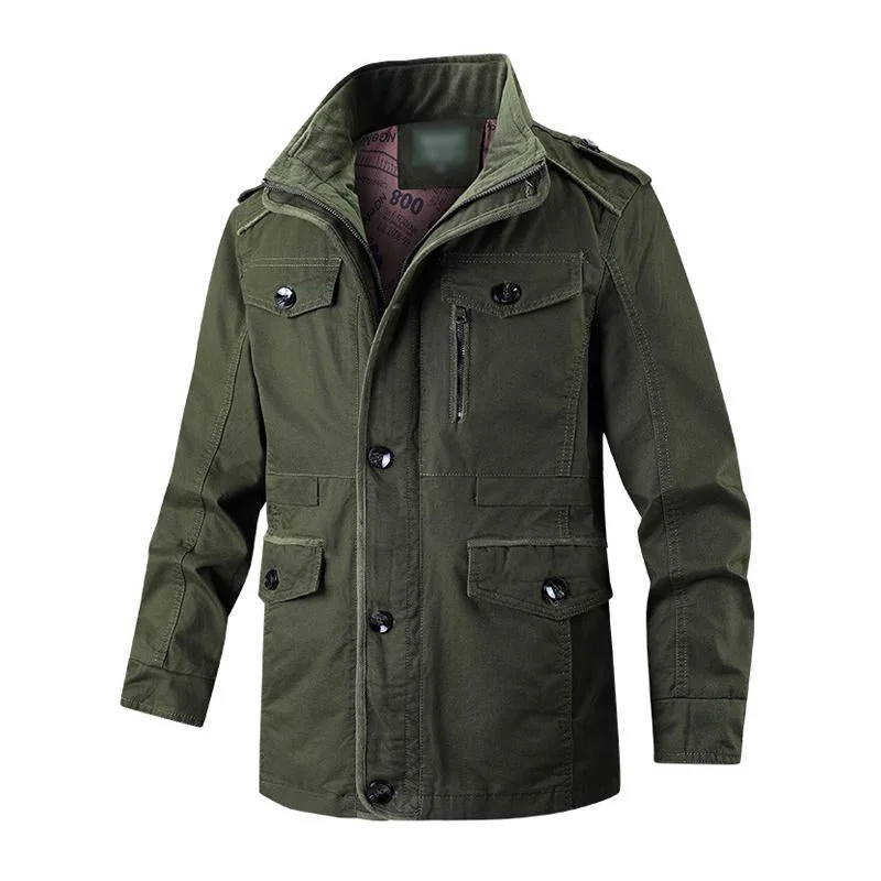Men's Casual Cotton Multi-Pocket Warm Workwear Padded Coat