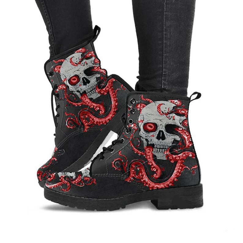 Women's Work Boots High Top Skull Martin Boots
