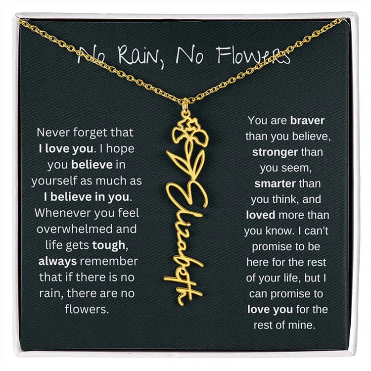 No Rain No Flowers Custom Name & Birth Flower Necklace