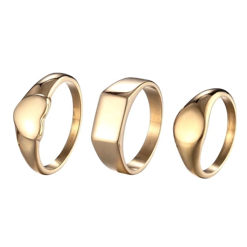 1 Piece Retro Letter Titanium Steel Printing Rings