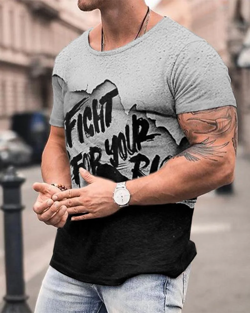 Men's Fashion Letter Printing Short-sleeved T-shirt