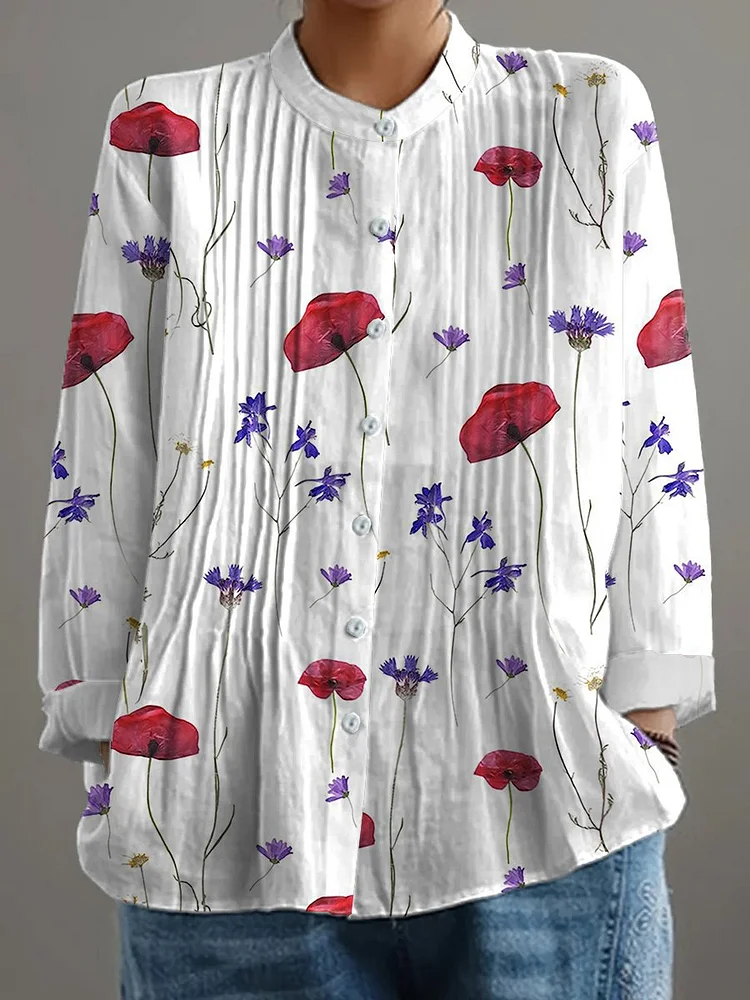 Women's Retro Floral Art Print Casual Shirt 
