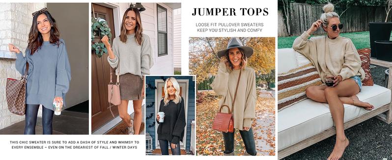 Ebifin Womens Oversized Tunic Sweaters Fall Slouchy Long Sleeve Ribbed Knit Side Slit Pullover Jumper Ebifin Womens Oversized Tunic Sweaters Fall Slouchy Long Sleeve Ribbed Knit Side Slit Pullover Jumper