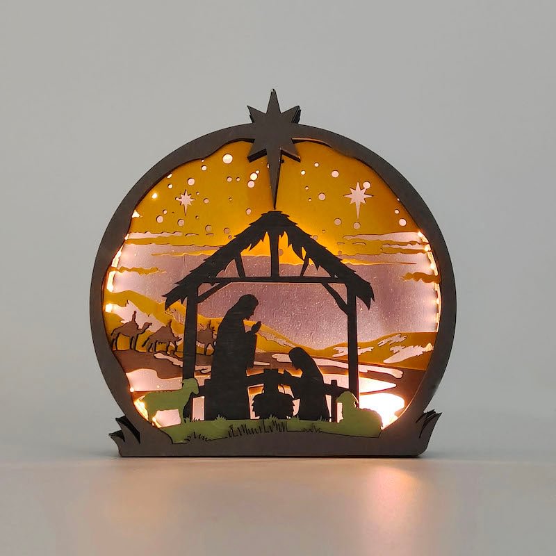 WoodyOrnament Nativity Scene Carving Handcraft Gift