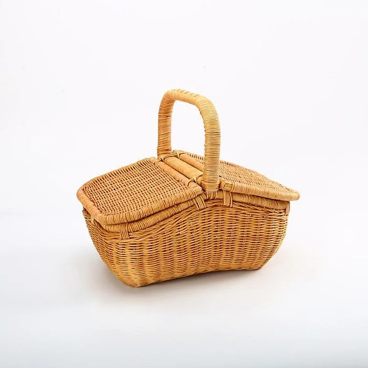 Wicker Rattan Storage Basket with Lids - Appledas