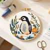 Penguin 11CT DIY Embroidery Needlepoint with Hoop Scissors Threader 29x29cm
