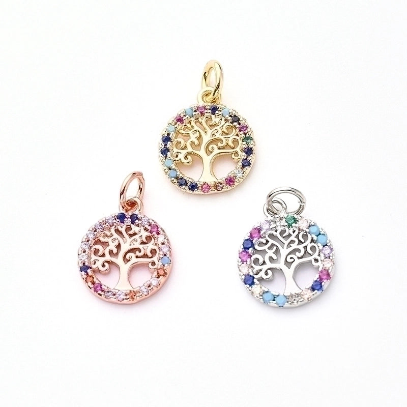 1 Piece 14x12mm Hole 3~3.9mm Copper Zircon Rose Gold Plated White Gold Plated Gold Plated Tree Life Tree Polished Pendant