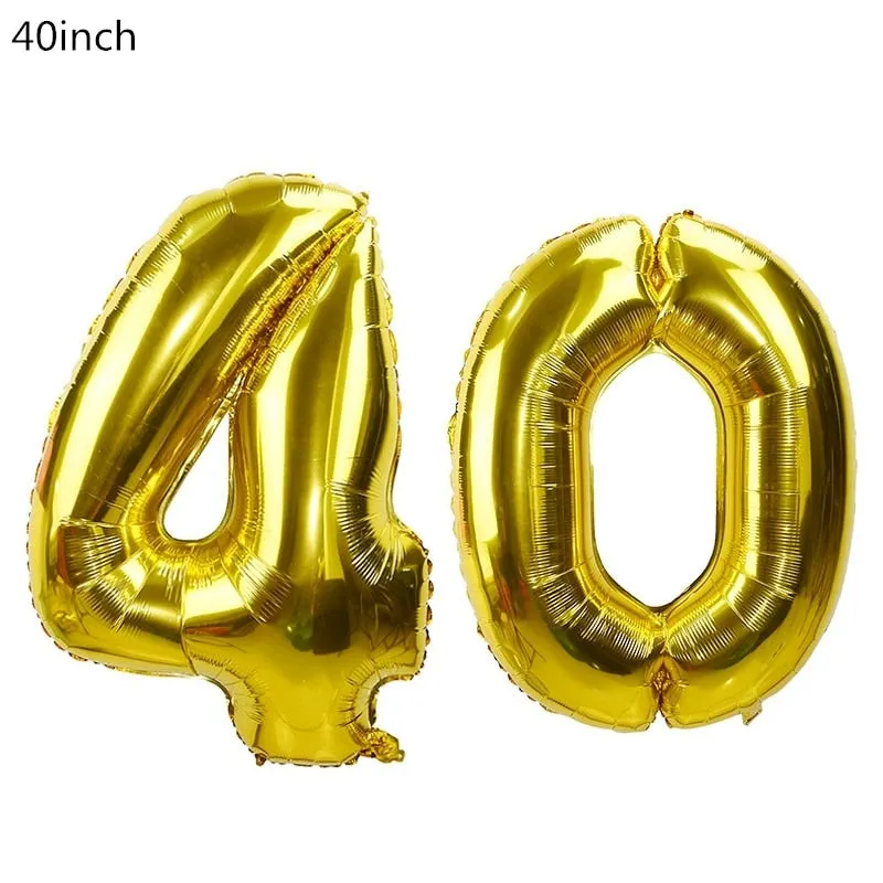 Black Gold Happy Birthday Banner Balloon Flag Adult 30th 40th 50th 60th Birthday Party Decoration Supplies Bunting Anniversary
