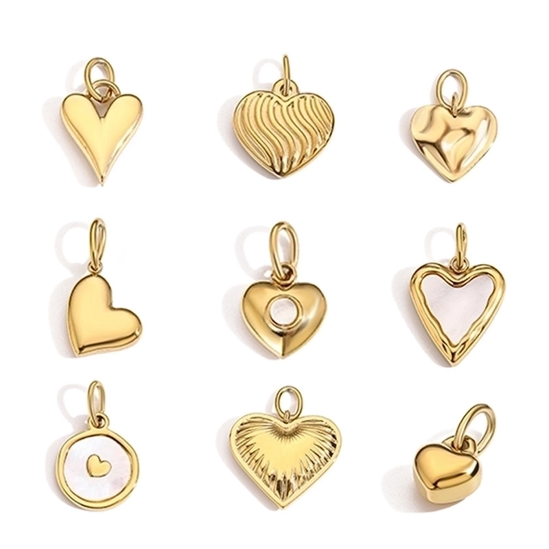 1 Piece 9*7mm 316 Stainless Steel 14K Gold Plated Heart Shape Polished Pendant