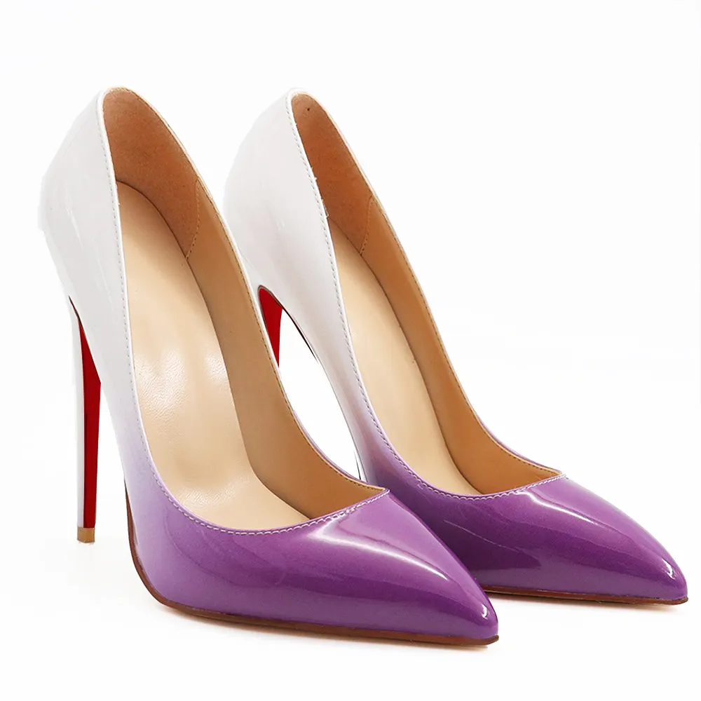 120mm Gradient High Heels Fashion Red Soles Pumps Patent-vocosishoes
