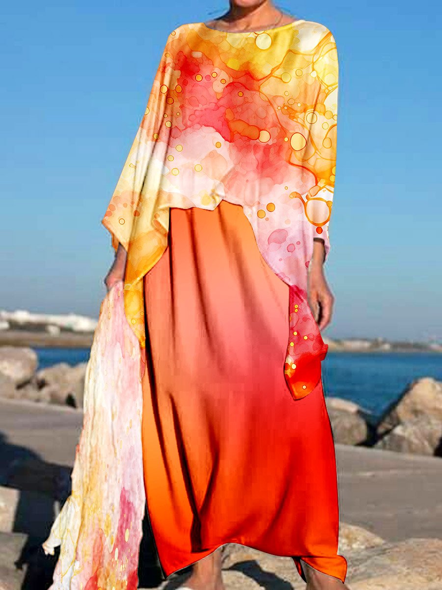 Women's Watercolor Splash Fluid Art Print Casual Vacation Tops And Skirts Two-piece Set