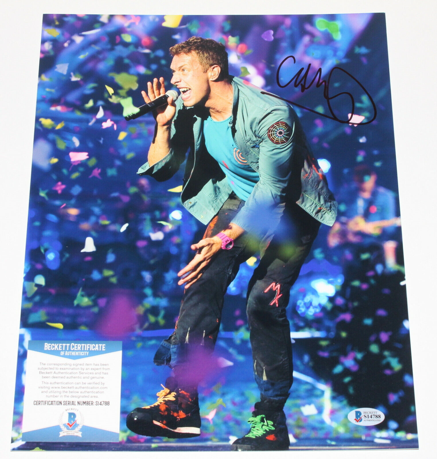 CHRIS MARTIN COLDPLAY SINGER SIGNED AUTHENTIC 11x14 Photo Poster painting 2 BECKETT COA BAS