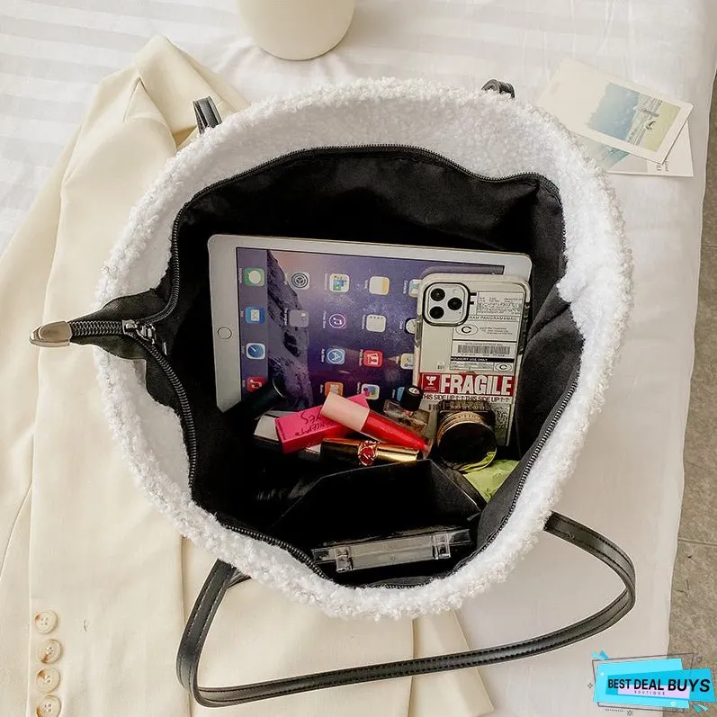 Top Handle Plush Tote Bag