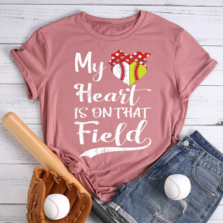 AL™ My Heart Is On That Field Baseball T-shirt Tee-012934-Annaletters