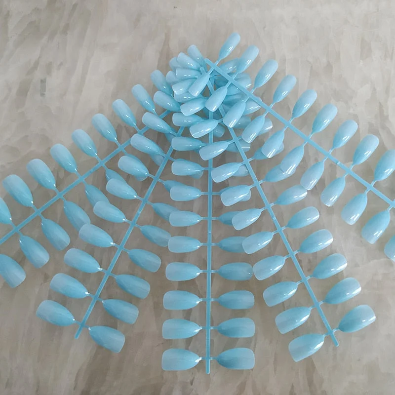 18 Colors Full Cover Stiletto Fake Nails Short Sharp Pointed False Nail Art Tips Acrylic Almond Nails Press On Nail Art Designs-Nail Inspo