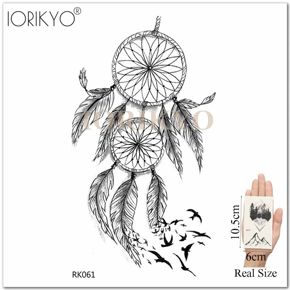 IORIKYO Temporary Women Tattoo Arm Stickers Body Chest Geometric Flash Tree Water Transfer Tatoos Dreamcatcher Sexy Fake Tattoo