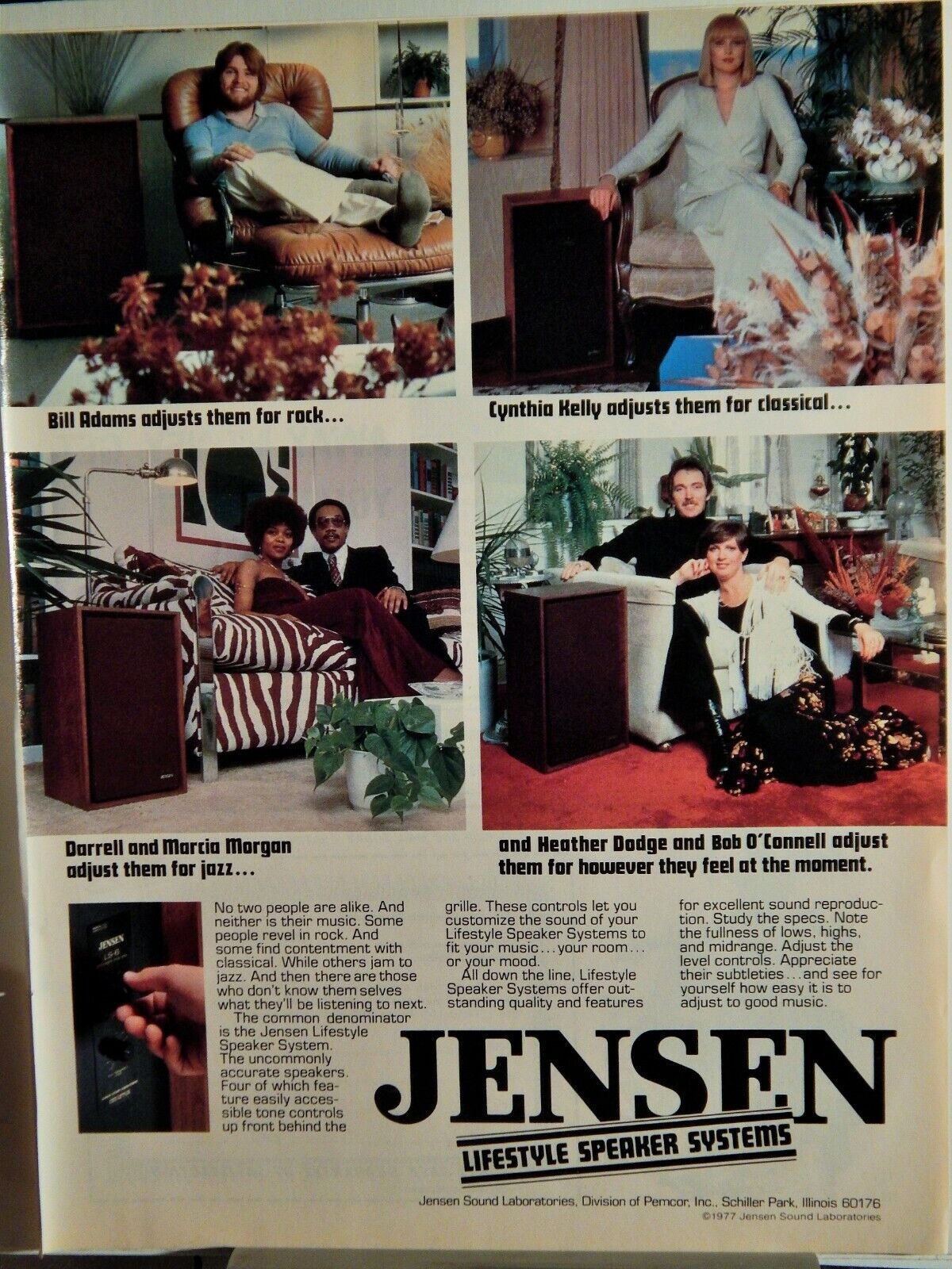 JENSEN AUDIO STEREO SPEAKERS / COLUMBIA RESEARCH ORIG. VTG 1977 Photo Poster painting AD,