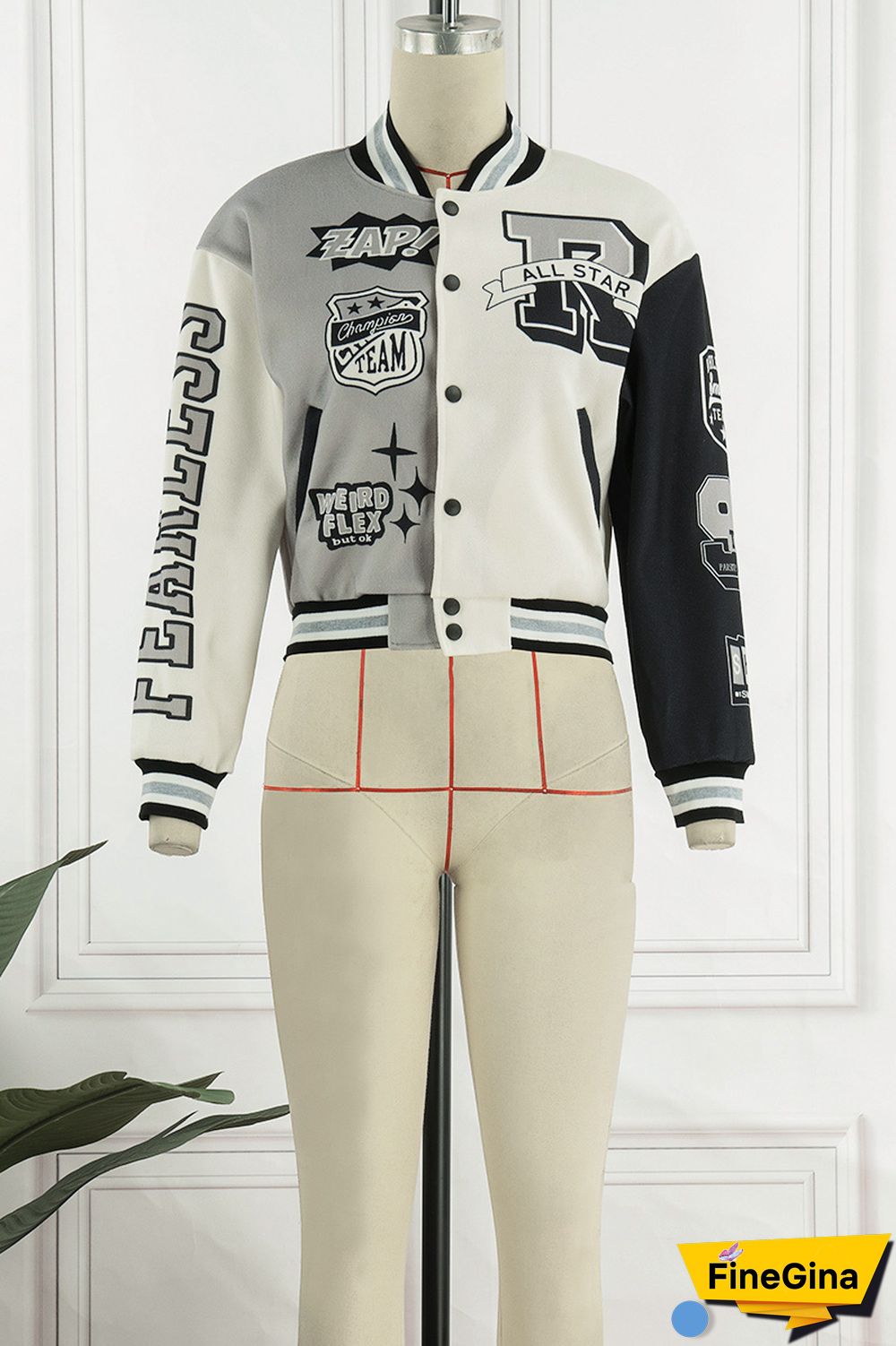 Red Casual Print Patchwork O Neck Outerwear