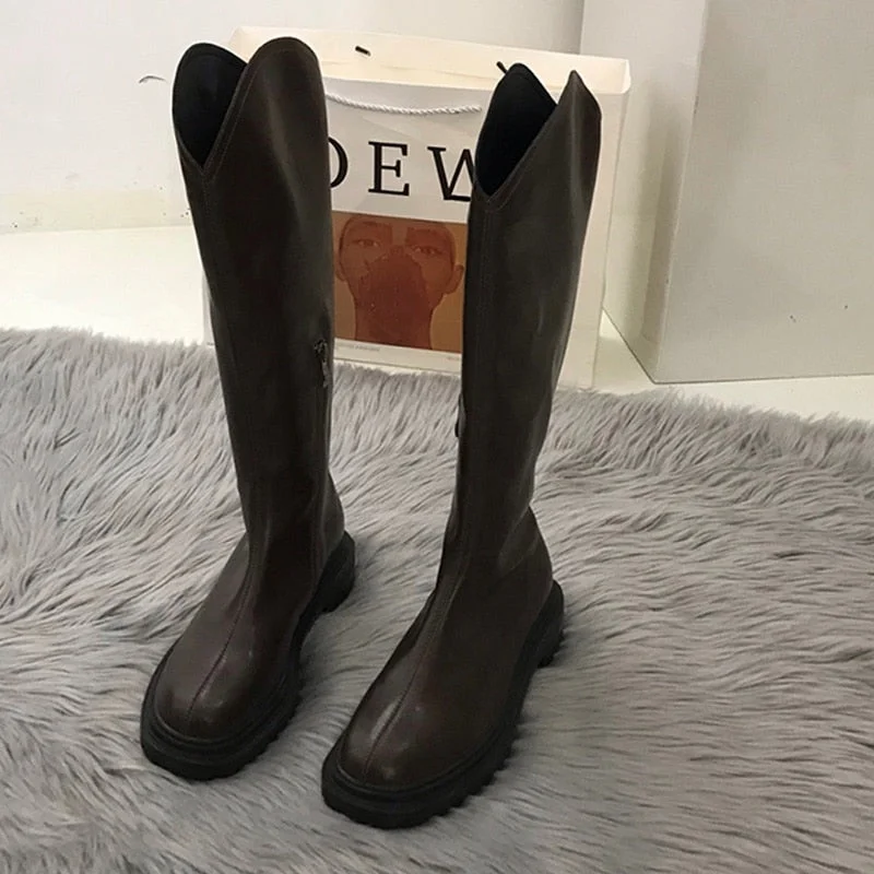 Fashion New Thigh High Boots Women Platform Shoes Thick Soled Female Knee High Boots Autumn Winter Ladies Long Motorcycle Boots