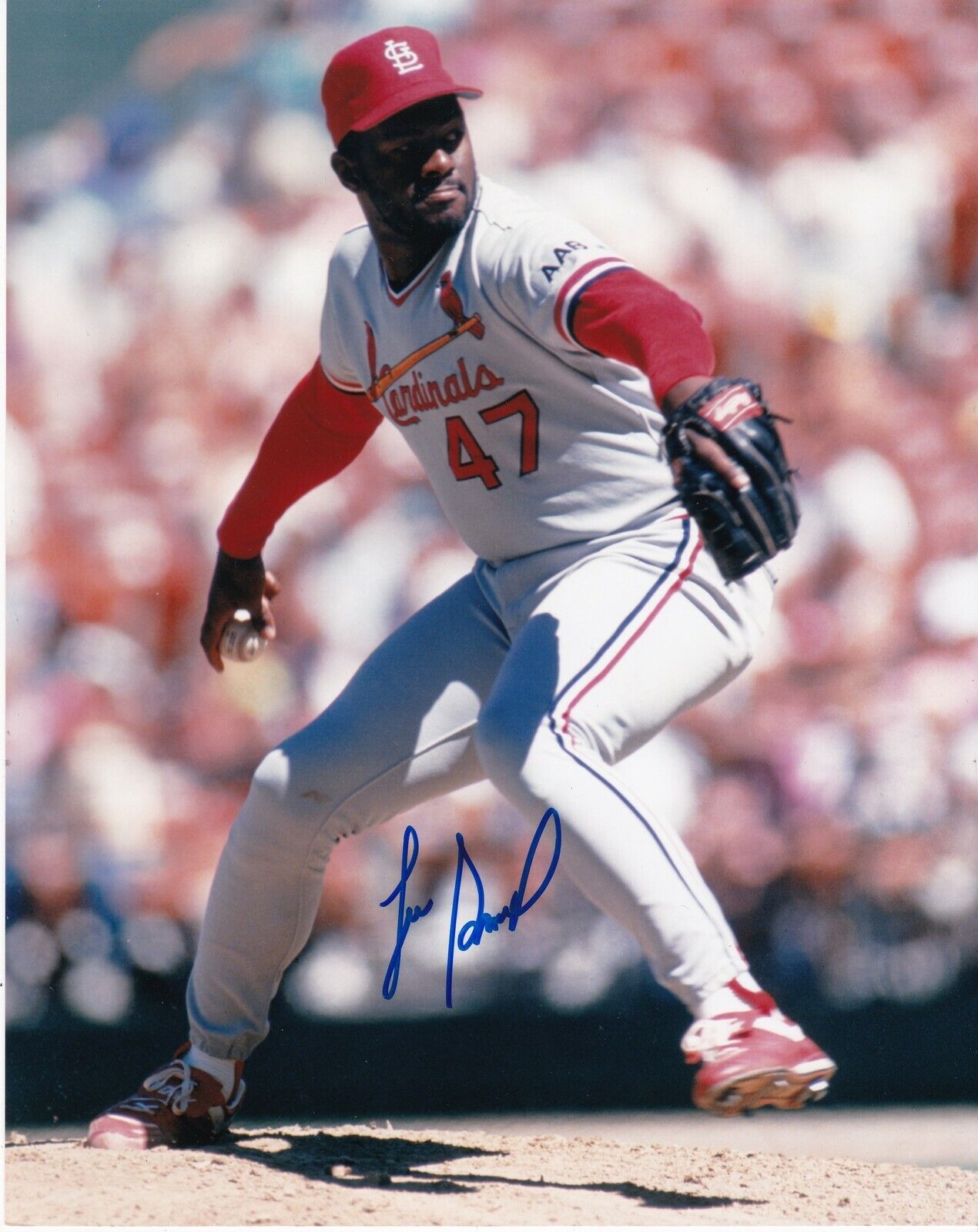 LEE SMITH ST. LOUIS CARDINALS ACTION SIGNED 8x10