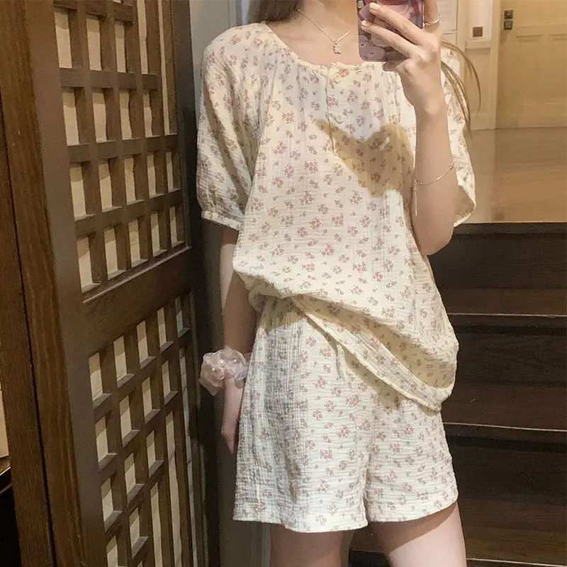 Cookycrumble Rubbit Sleepwear Women Pajama Sets Lace Korean Piiama Sets 2 Pieces Night Wears Short Sleeve Pyjamas Summer Home Suit 2025 New