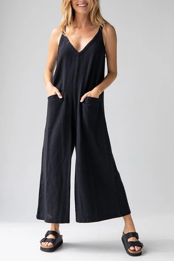 Chelsea Cotton Jumpsuit - Black